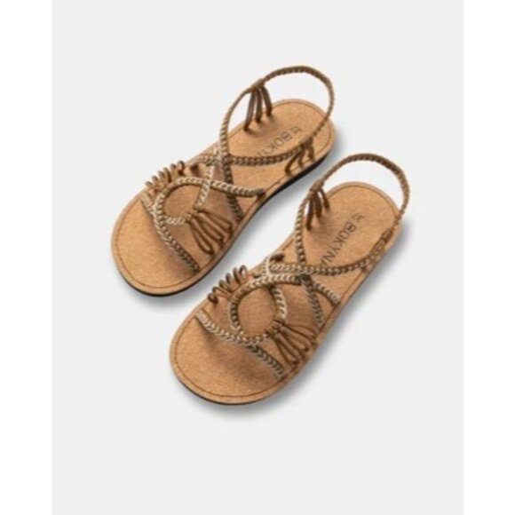 Bokyna Freedom Comfort Sandal Coffee Brown Cork Sole Sz EU 39/US 8 NWOT - Picture 1 of 8